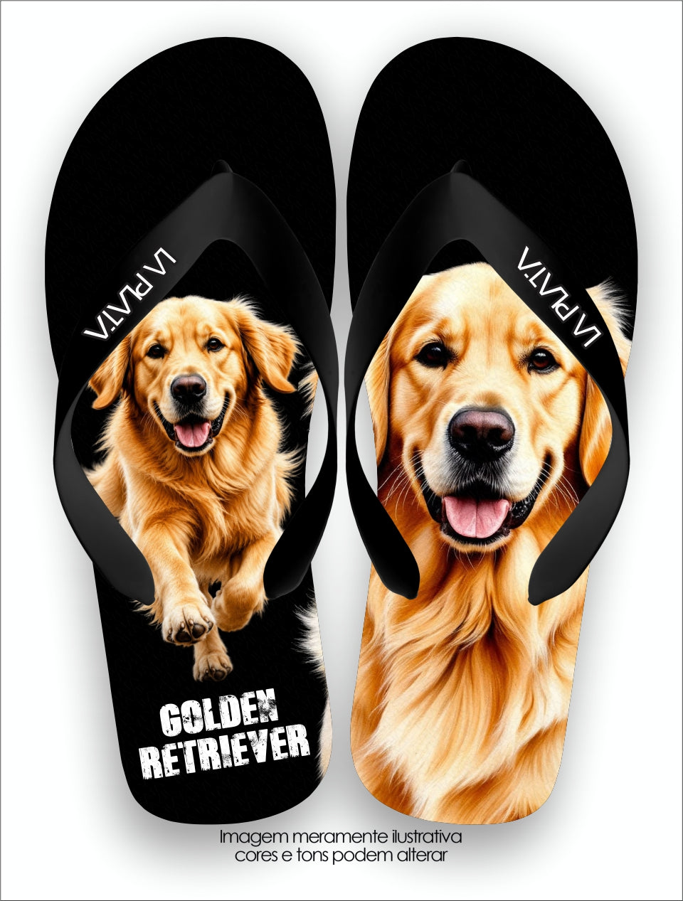 Chinelo Tradicional La Patinhas Dogs Golden Fofura Dourada