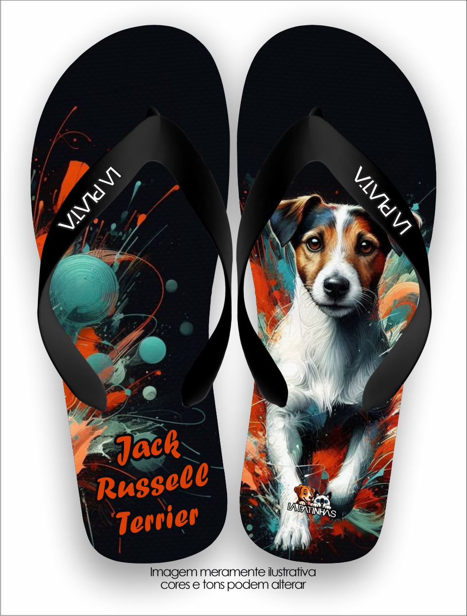 Chinelo Tradicional La Patinhas Dogs Jack Russell Terrier Space