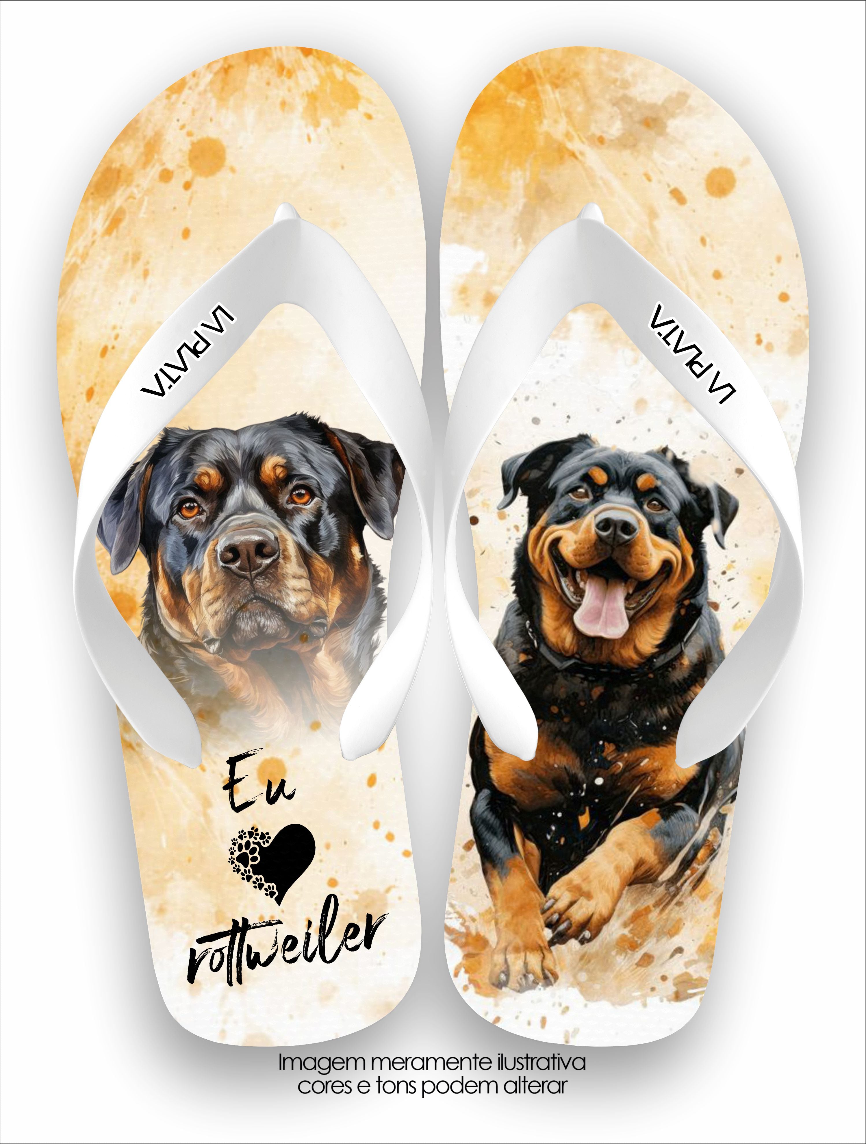 Chinelo Tradicional La Patinhas Dogs Eu Amo Rottweiler