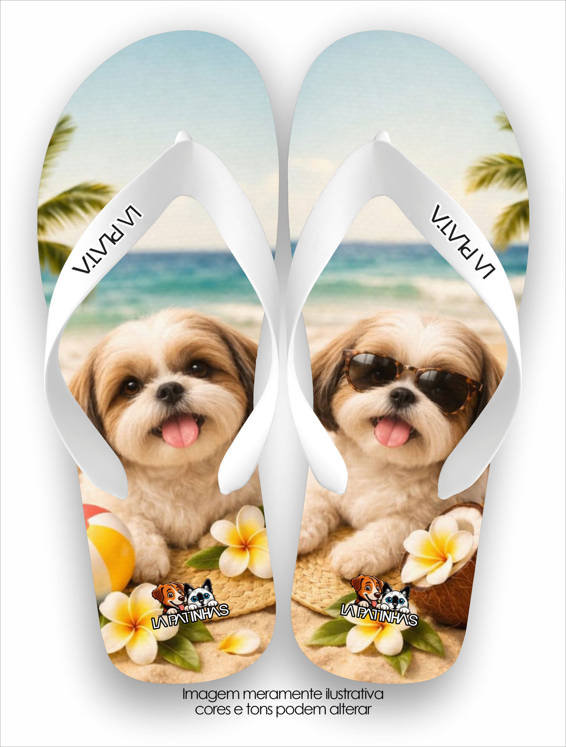 Chinelo Tradicional La Patinhas Dogs Praia & Shih Tzu
