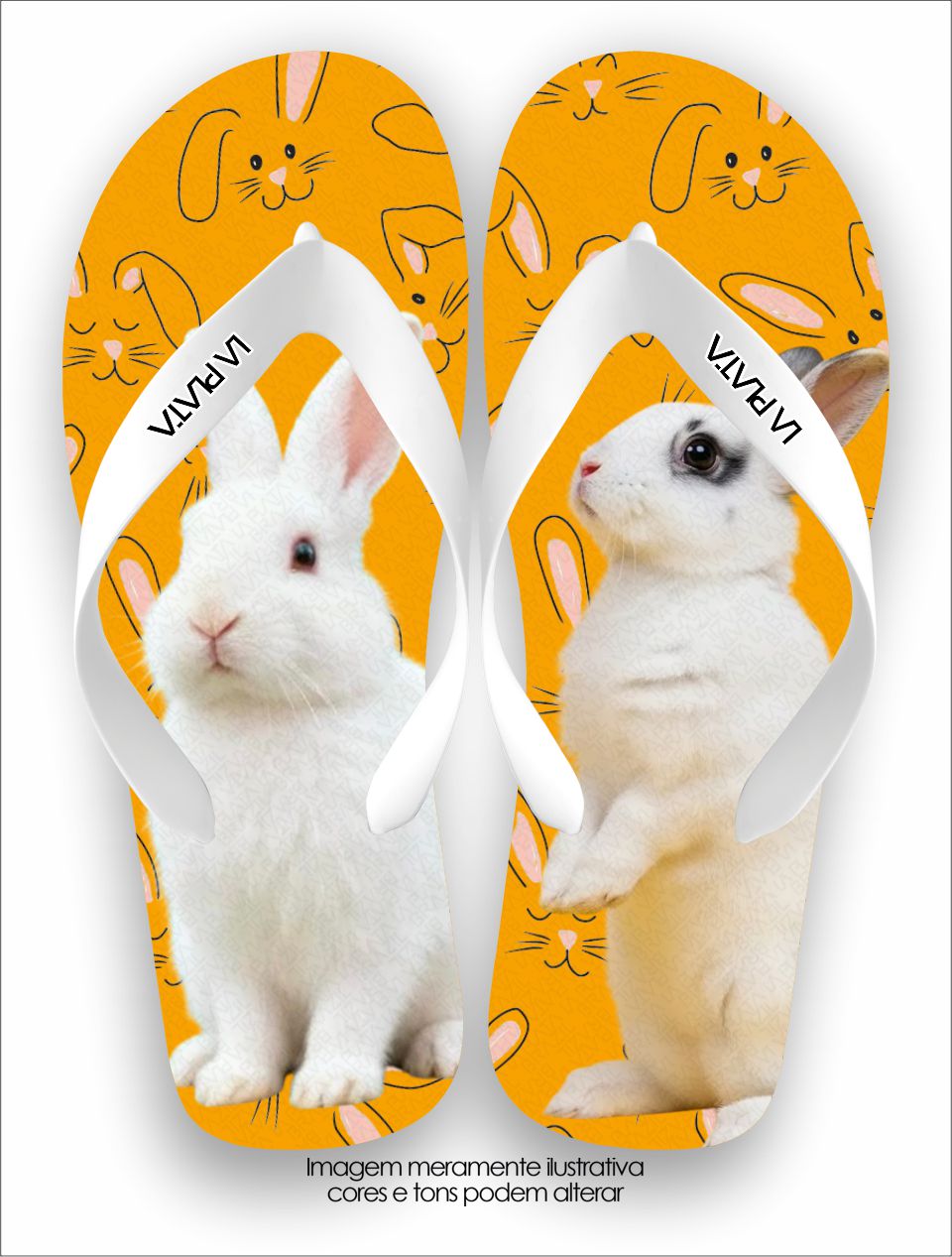 Chinelo Tradicional La Bicharada Coelhinho Branco