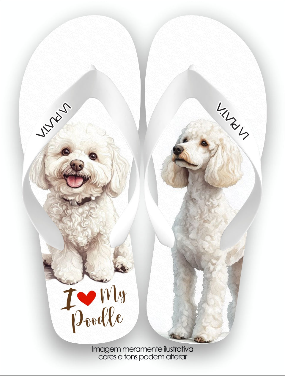 Chinelo Tradicional La Patinhas Dogs Poodle Amor Incondicional