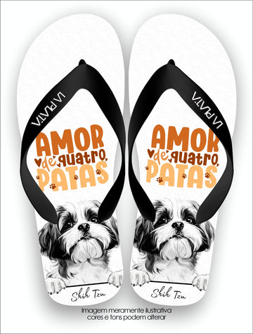 Chinelo Tradicional La Patinhas Dogs Shih Tzu Amor de 4 Patas