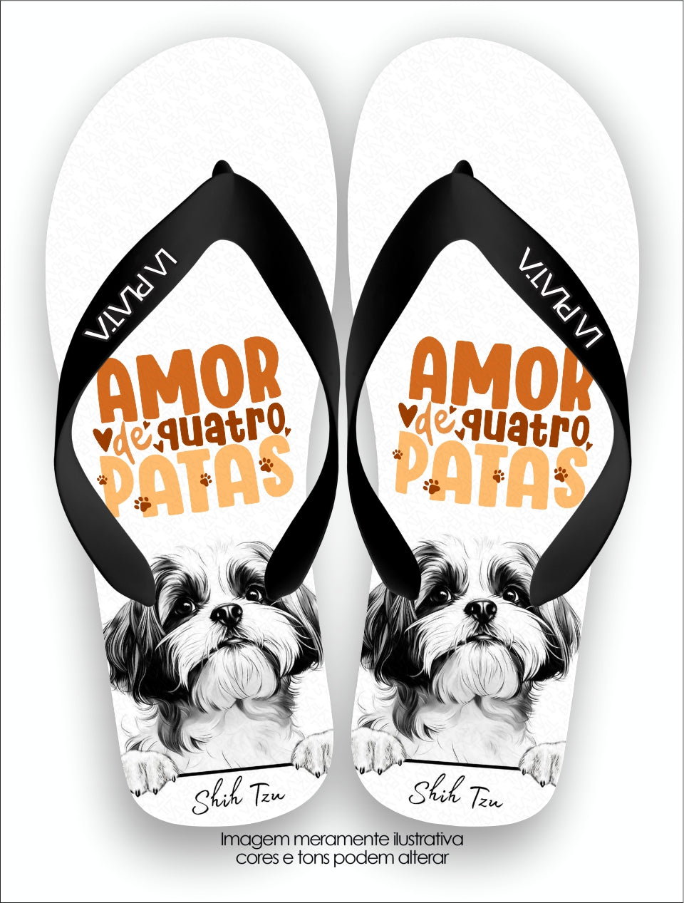 Chinelo Tradicional La Patinhas Dogs Shih Tzu Amor de 4 Patas