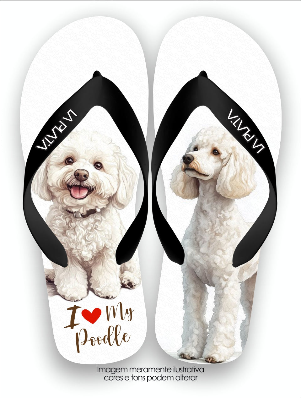 Chinelo Tradicional La Patinhas Dogs Poodle Amor Incondicional
