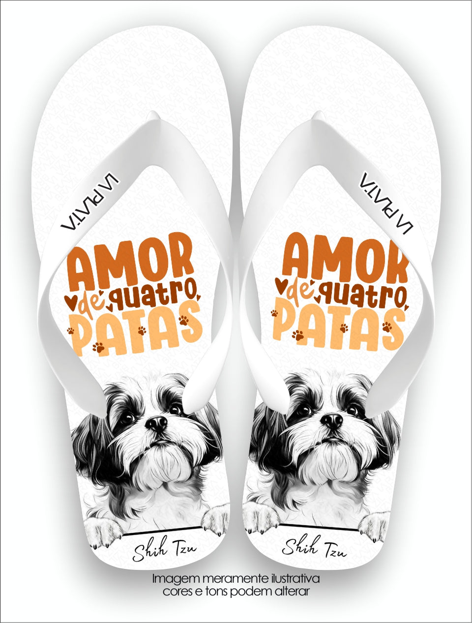 Chinelo Tradicional La Patinhas Dogs Shih Tzu Amor de 4 Patas