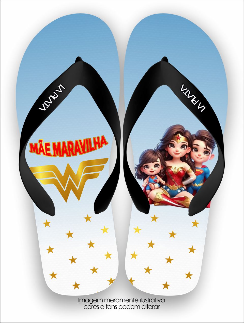 Chinelo Tradicional La Dia das Mães Mãe Maravilha Dourado