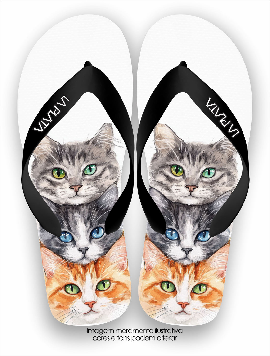 Chinelo Tradicional La Patinhas Cats Trio