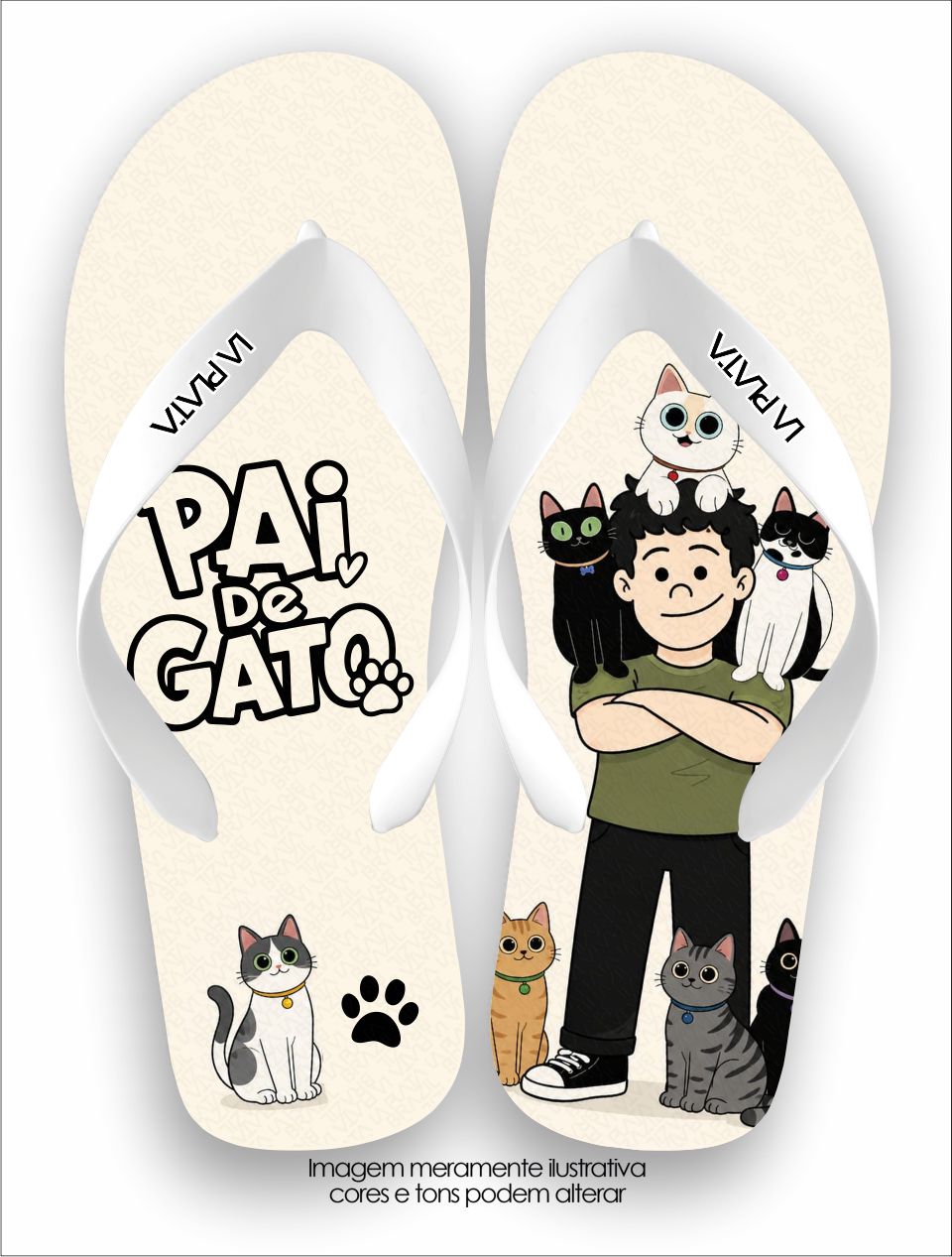 Chinelo Tradicional La Dia dos Pais Pai de Gato
