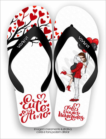 Chinelo Tradicional La Dia dos Namorados Eu Te Amo