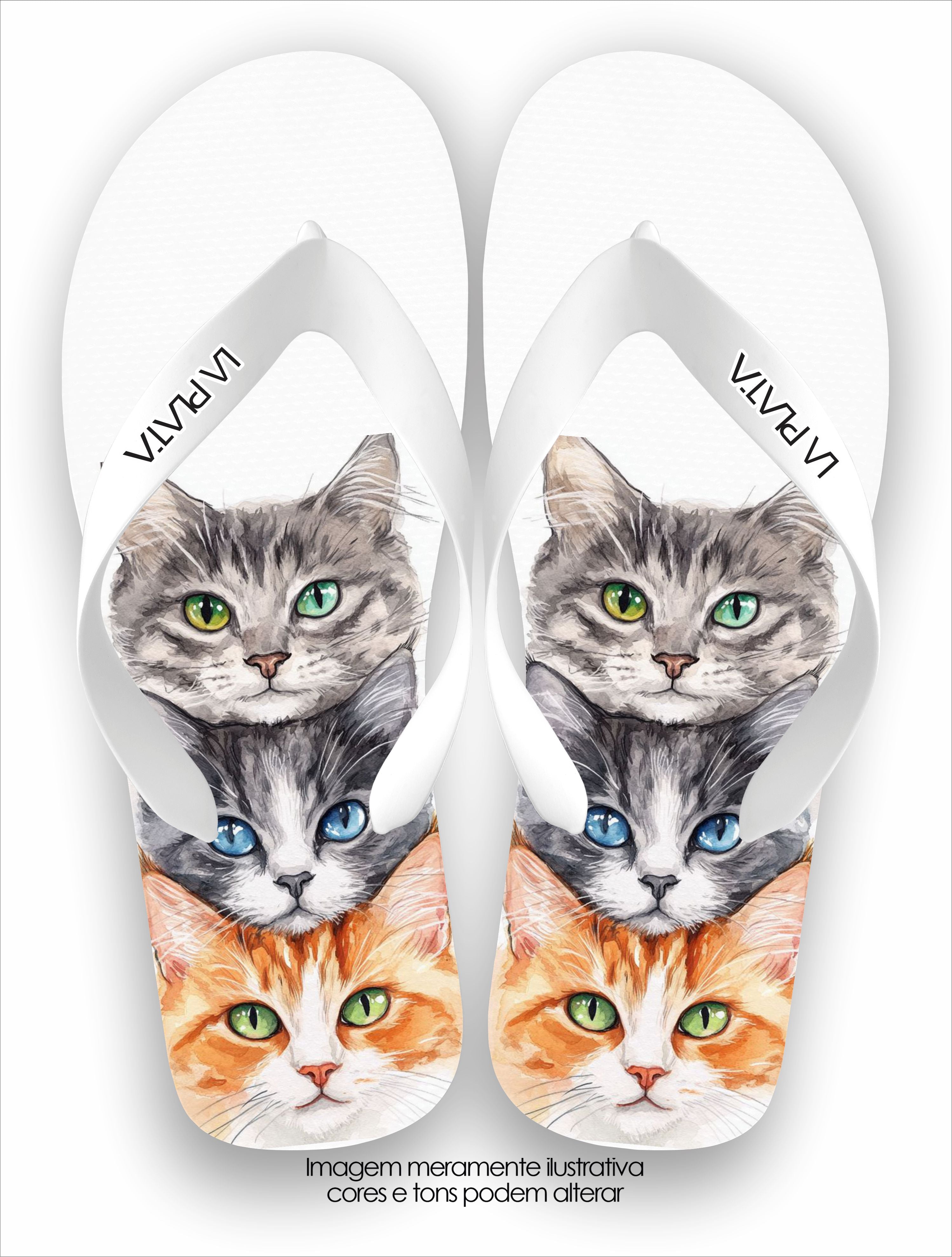 Chinelo Tradicional La Patinhas Cats Trio