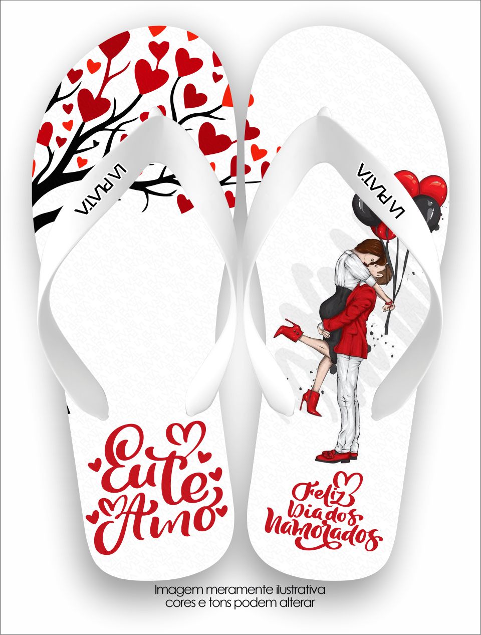 Chinelo Tradicional La Dia dos Namorados Eu Te Amo