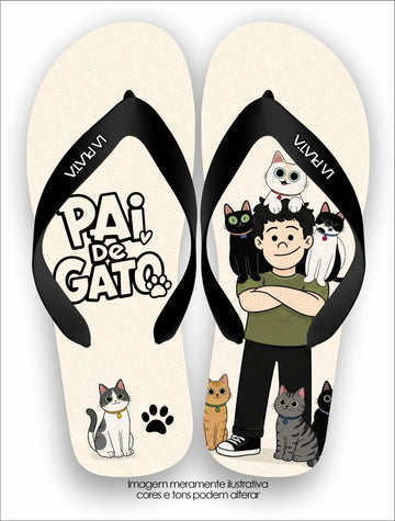 Chinelo Tradicional La Dia dos Pais Pai de Gato