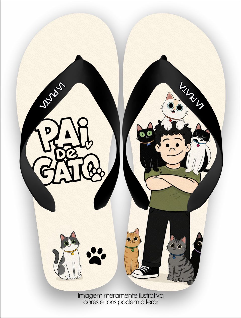 Chinelo Tradicional La Dia dos Pais Pai de Gato
