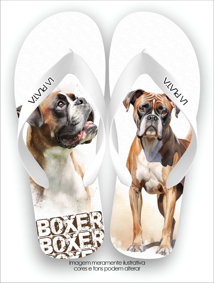 Chinelo Tradicional La Patinhas Dogs Boxer Aquarela
