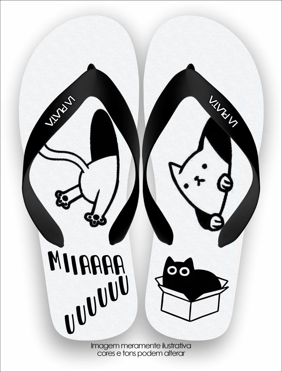 Chinelo Tradicional La Patinhas Cats Gato Na Caixa