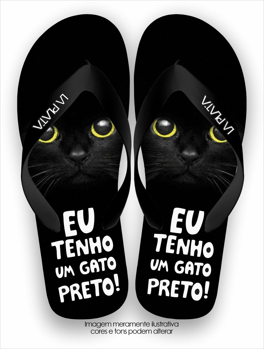 Chinelo Tradicional La Patinhas Cats Gato Preto