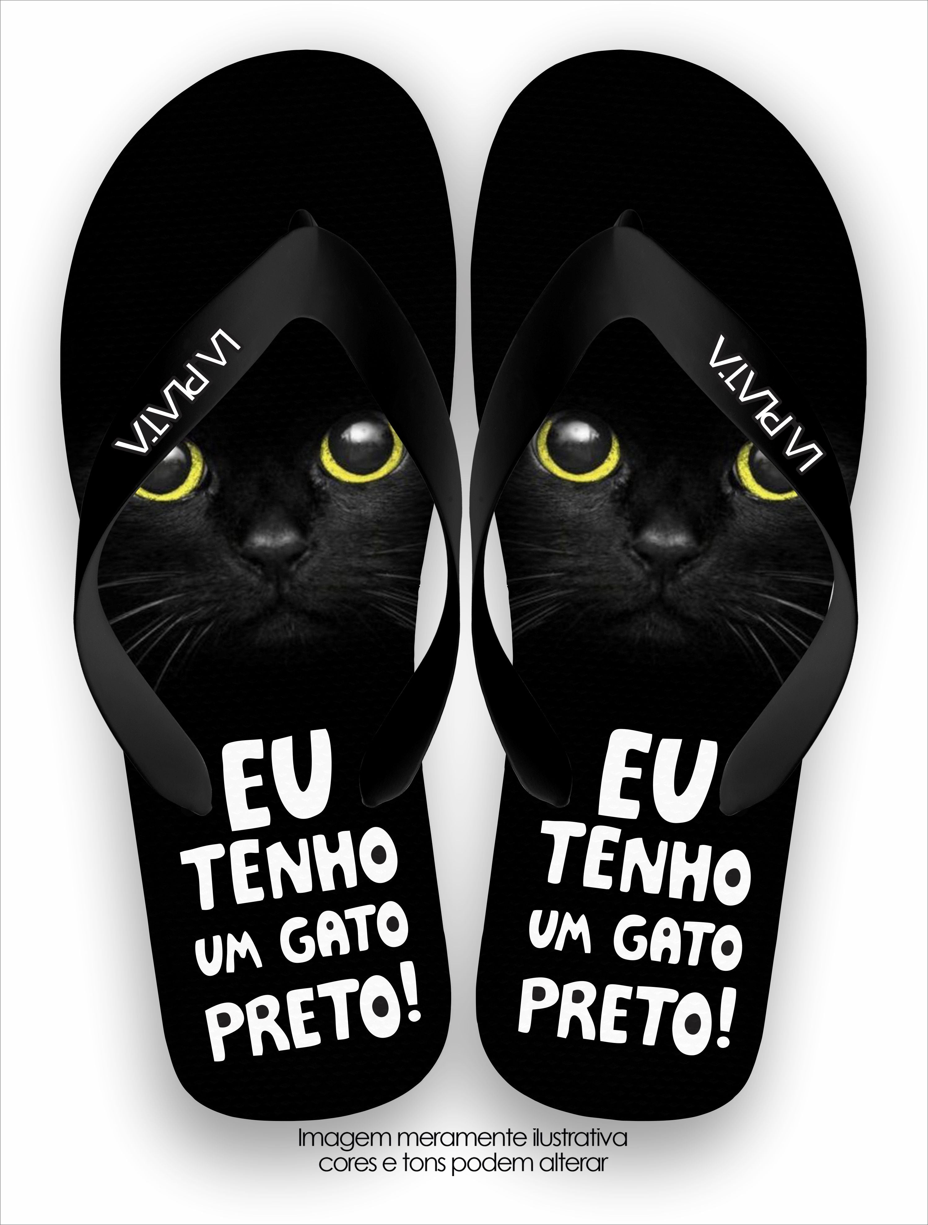 Chinelo Tradicional La Patinhas Cats Gato Preto