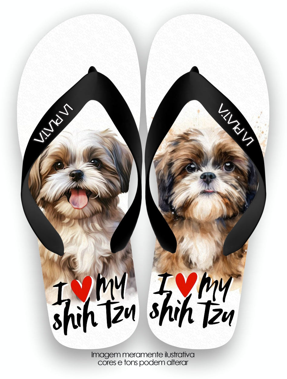 Chinelo Tradicional La Patinhas Dogs I Love My Shih Tzu