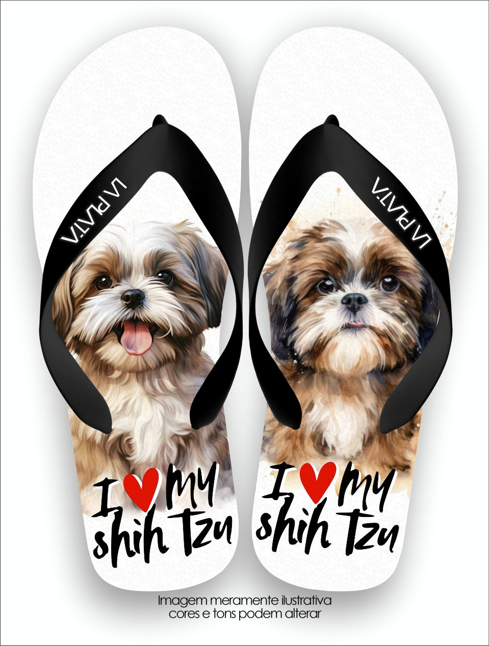 Chinelo Tradicional La Patinhas Dogs I Love My Shih Tzu