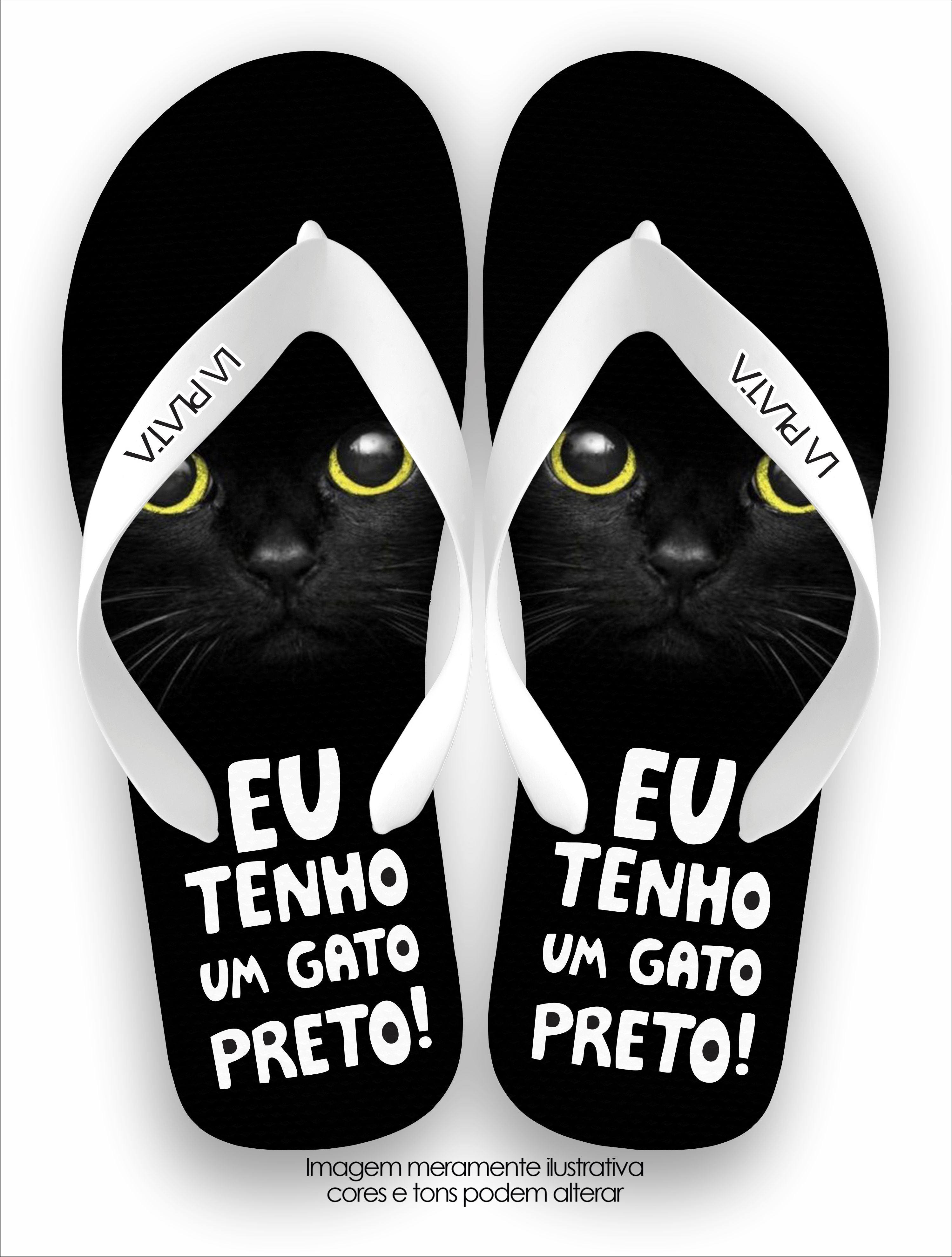 Chinelo Tradicional La Patinhas Cats Gato Preto