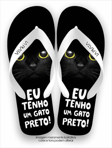 Chinelo Tradicional La Patinhas Cats Gato Preto