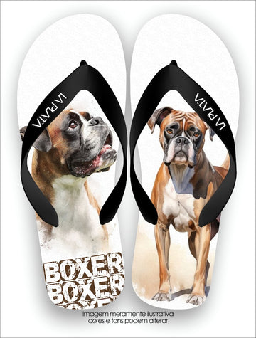 Chinelo Tradicional La Patinhas Dogs Boxer Aquarela
