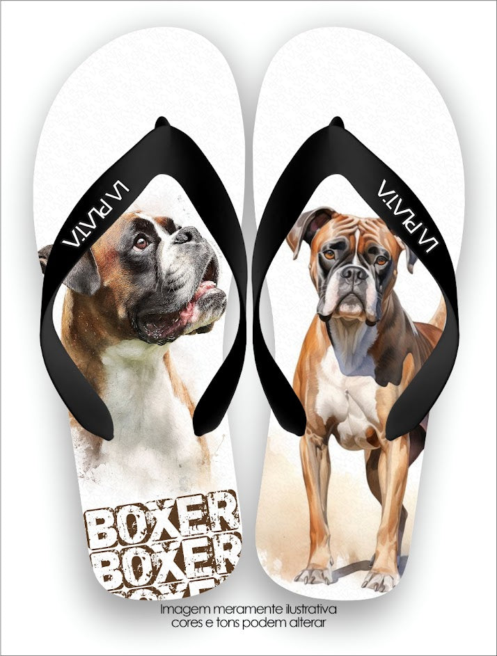 Chinelo Tradicional La Patinhas Dogs Boxer Aquarela