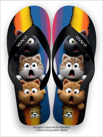 Chinelo Tradicional La Patinhas Cats Gato Colorido