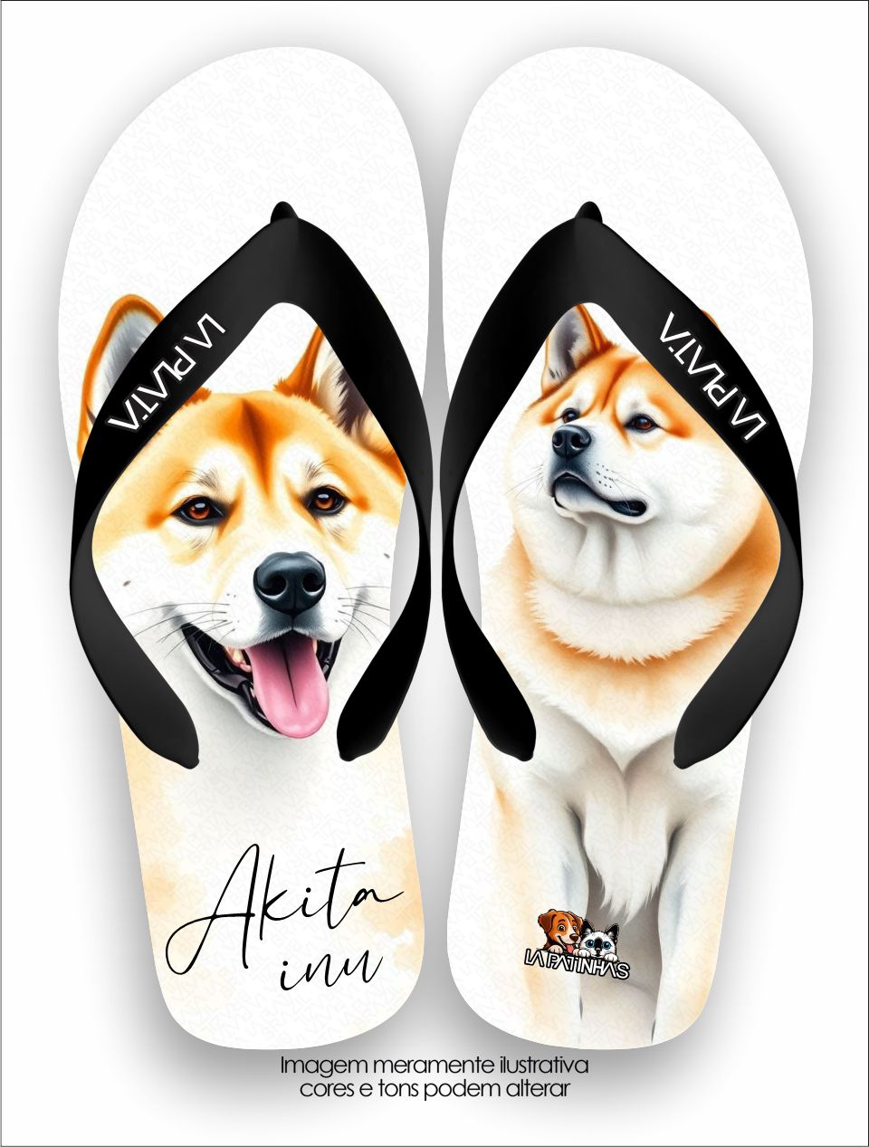 Chinelo Tradicional La Patinhas Dogs Akita Inu