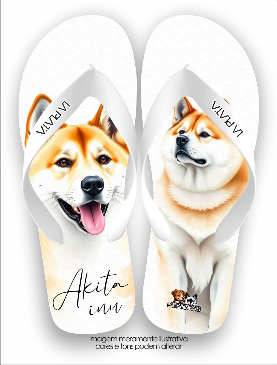 Chinelo Tradicional La Patinhas Dogs Akita Inu