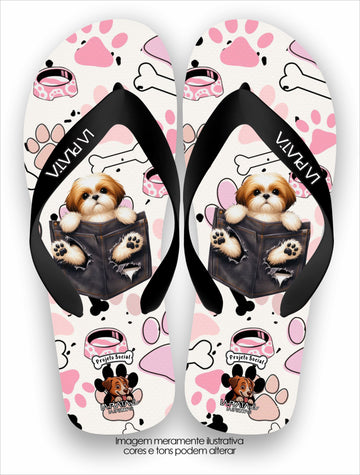 Chinelo Tradicional La Patinhas Feminina Cachorrinho Jeans