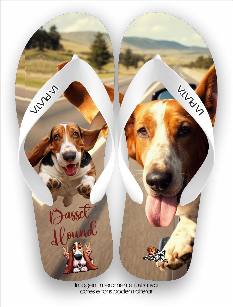 Chinelo Tradicional La Patinhas Dogs Basset Hound Orelhas
