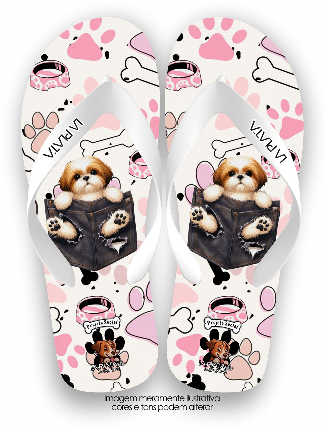 Chinelo Tradicional La Patinhas Feminina Cachorrinho Jeans