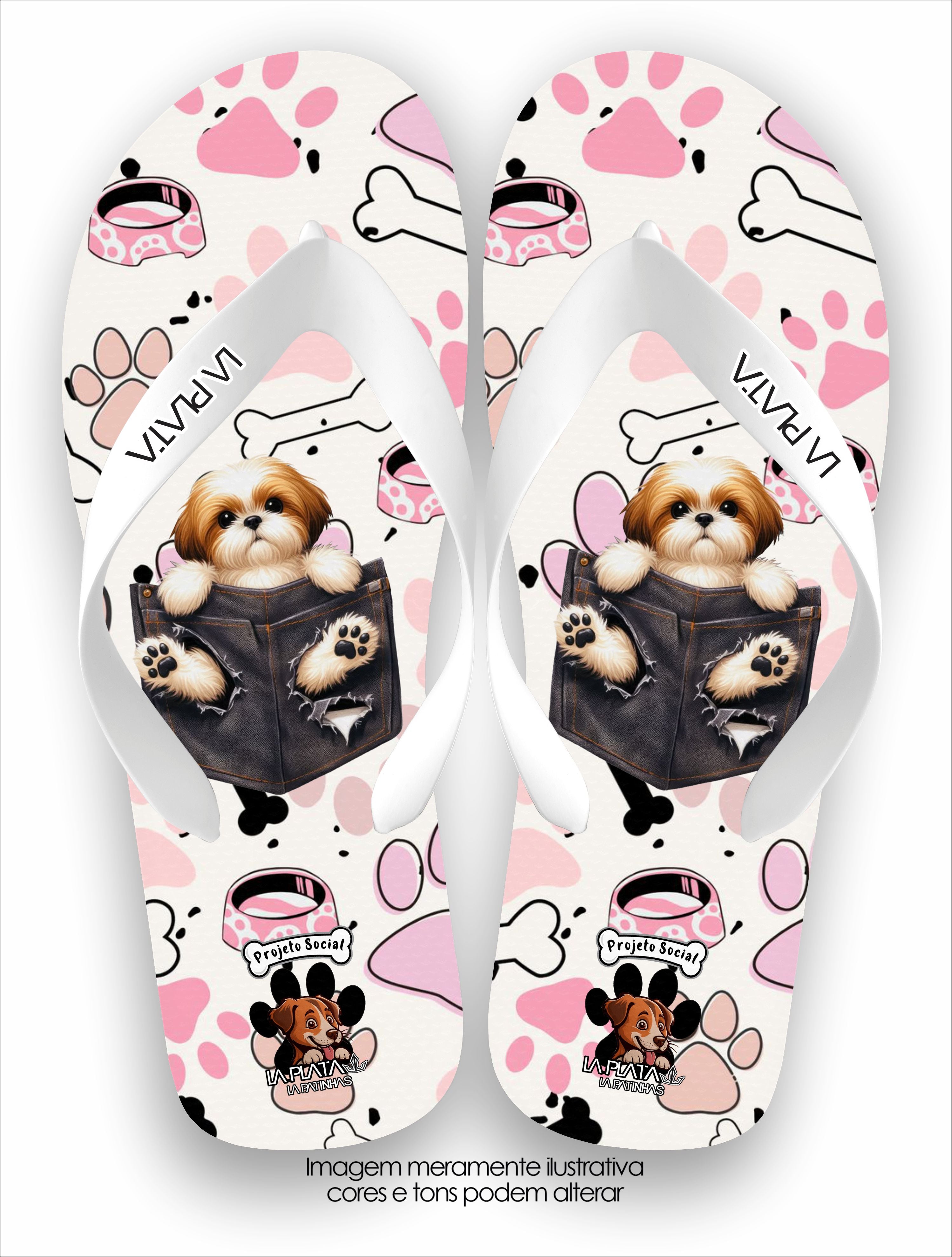 Chinelo Tradicional La Patinhas Feminina Cachorrinho Jeans