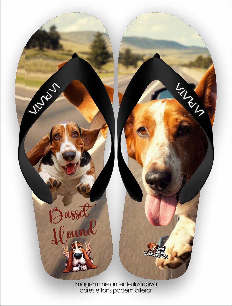 Chinelo Tradicional La Patinhas Dogs Basset Hound Orelhas