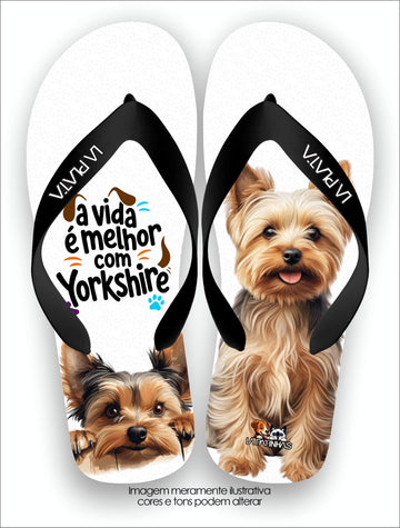 Chinelo Tradicional La Patinhas Dogs A vida é melhor com Yorkshire