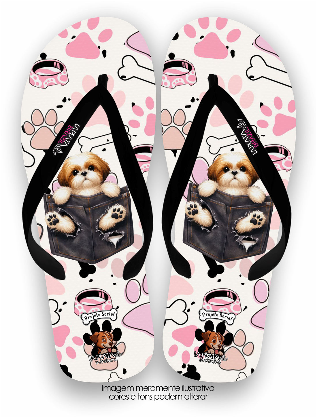 Chinelo Tradicional La Patinhas Feminina Cachorrinho Jeans