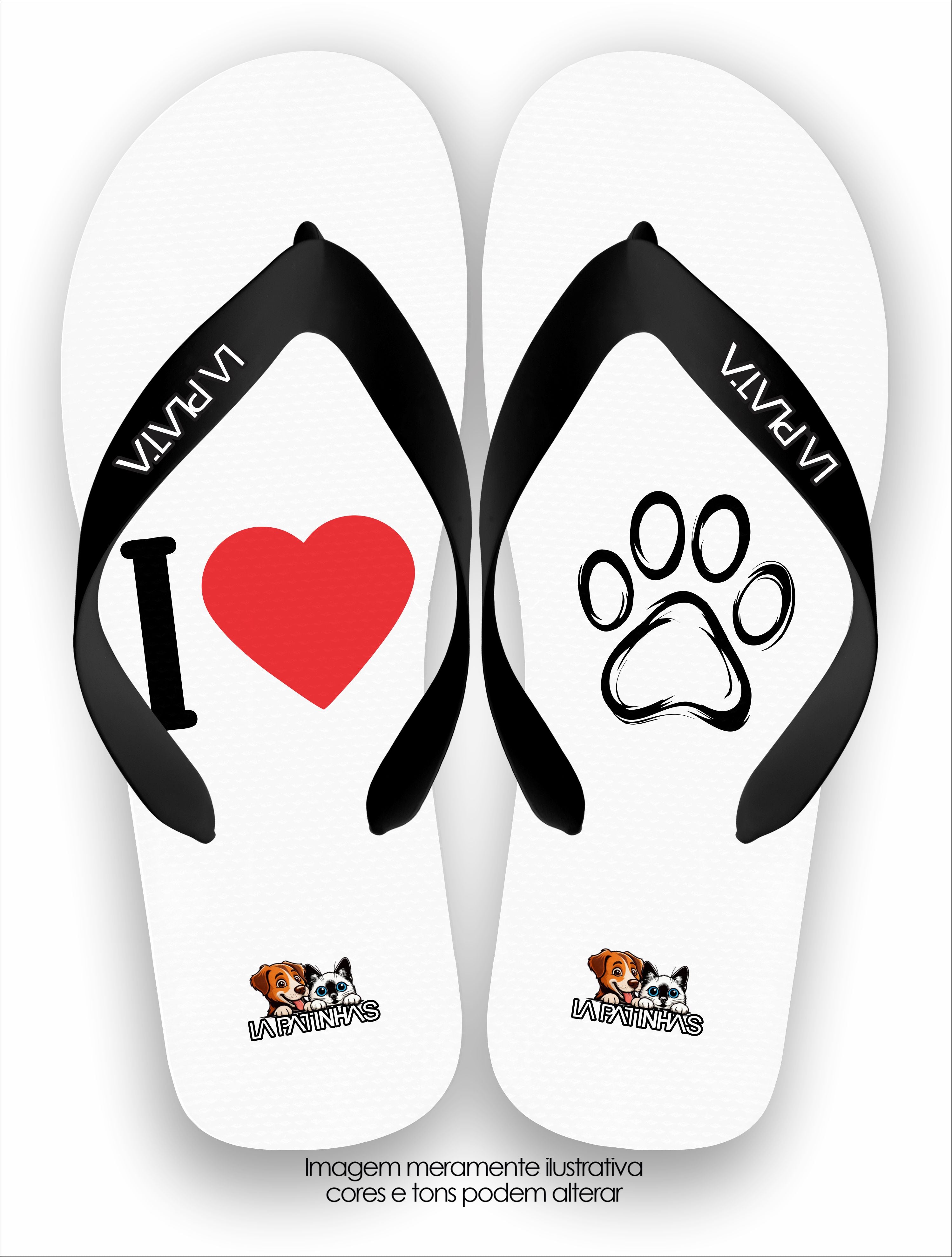 Chinelo Tradicional La Patinhas Dogs I Love Patinhas