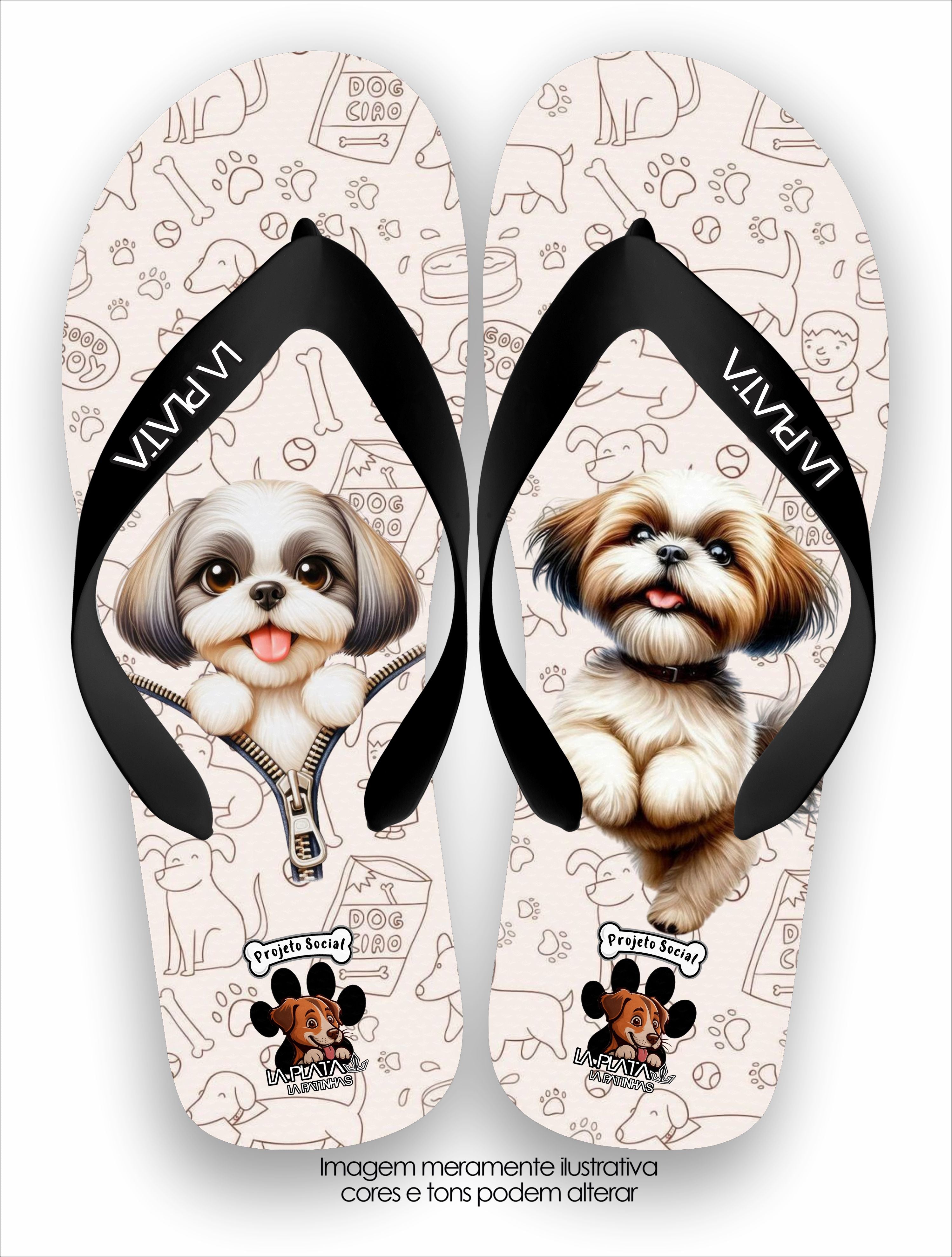 Chinelo Tradicional La Patinhas Feminina Shih-Tzu Correndo