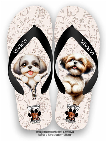 Chinelo Tradicional La Patinhas Feminina Shih-Tzu Correndo
