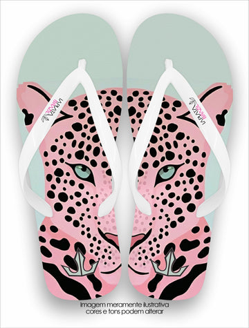 Chinelo Tradicional La feminina Onça Pink Conforto Total