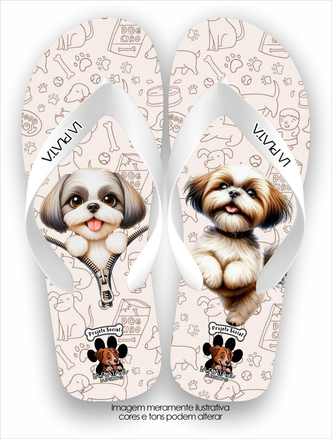 Chinelo Tradicional La Patinhas Feminina Shih-Tzu Correndo