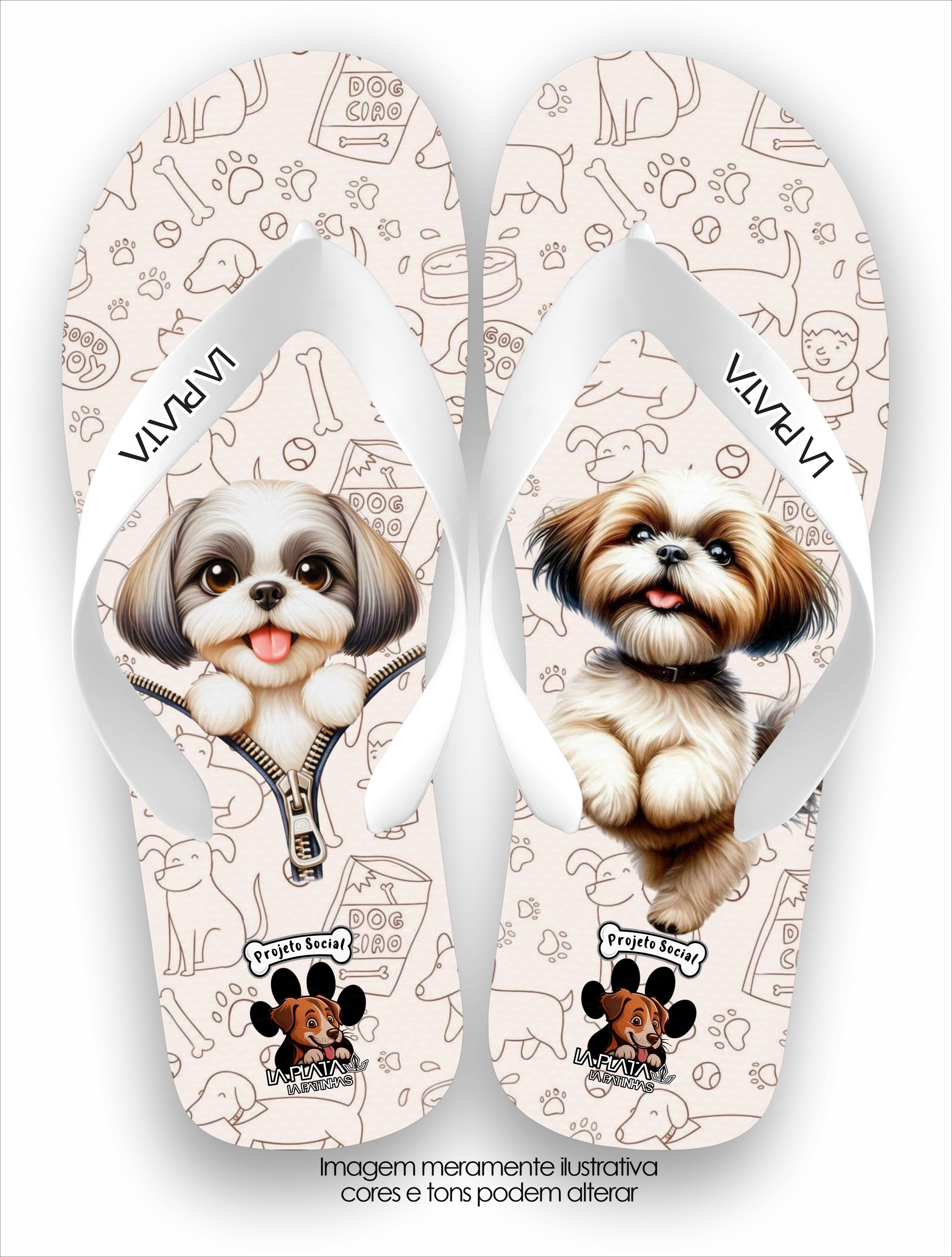 Chinelo Tradicional La Patinhas Feminina Shih-Tzu Correndo