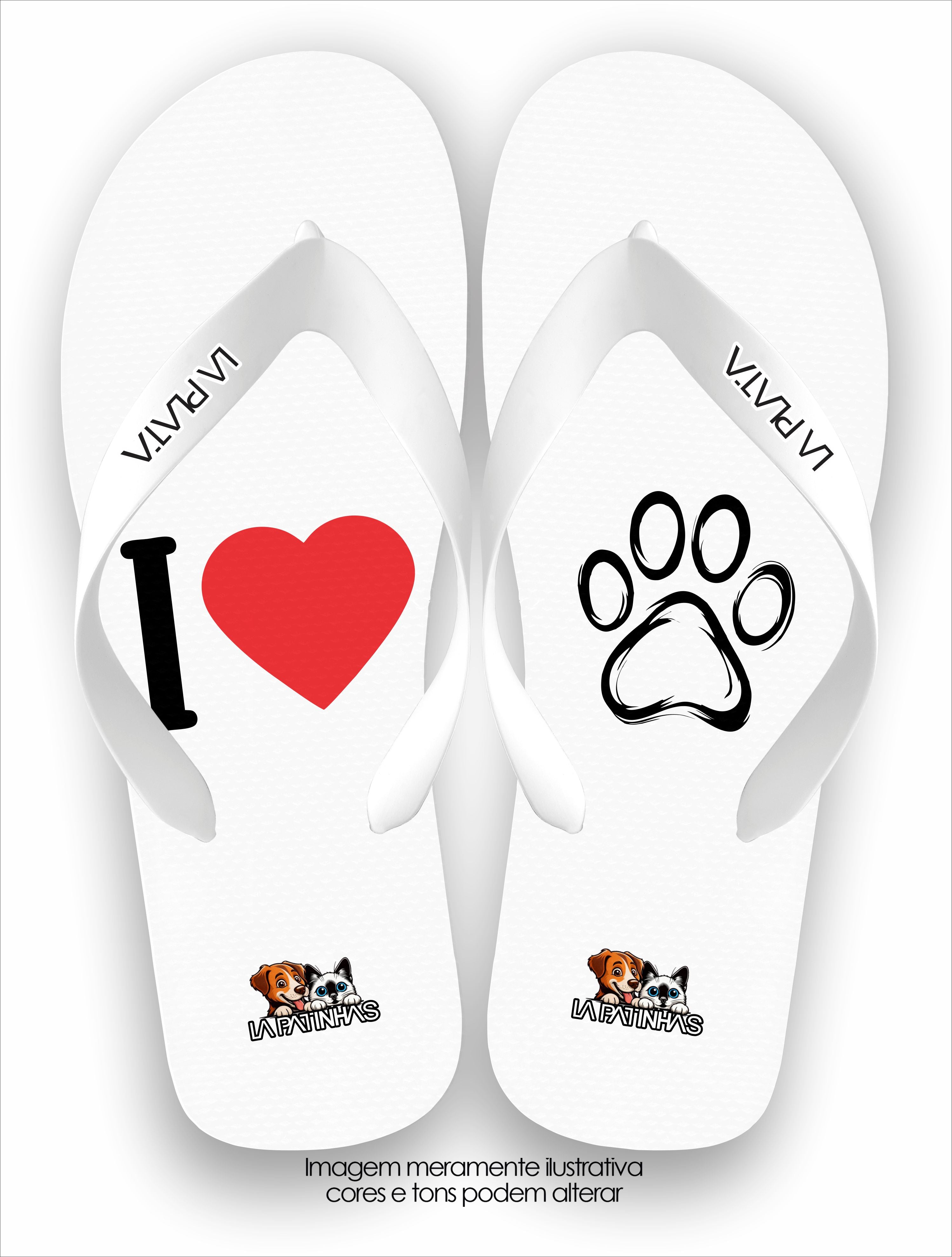 Chinelo Tradicional La Patinhas Dogs I Love Patinhas