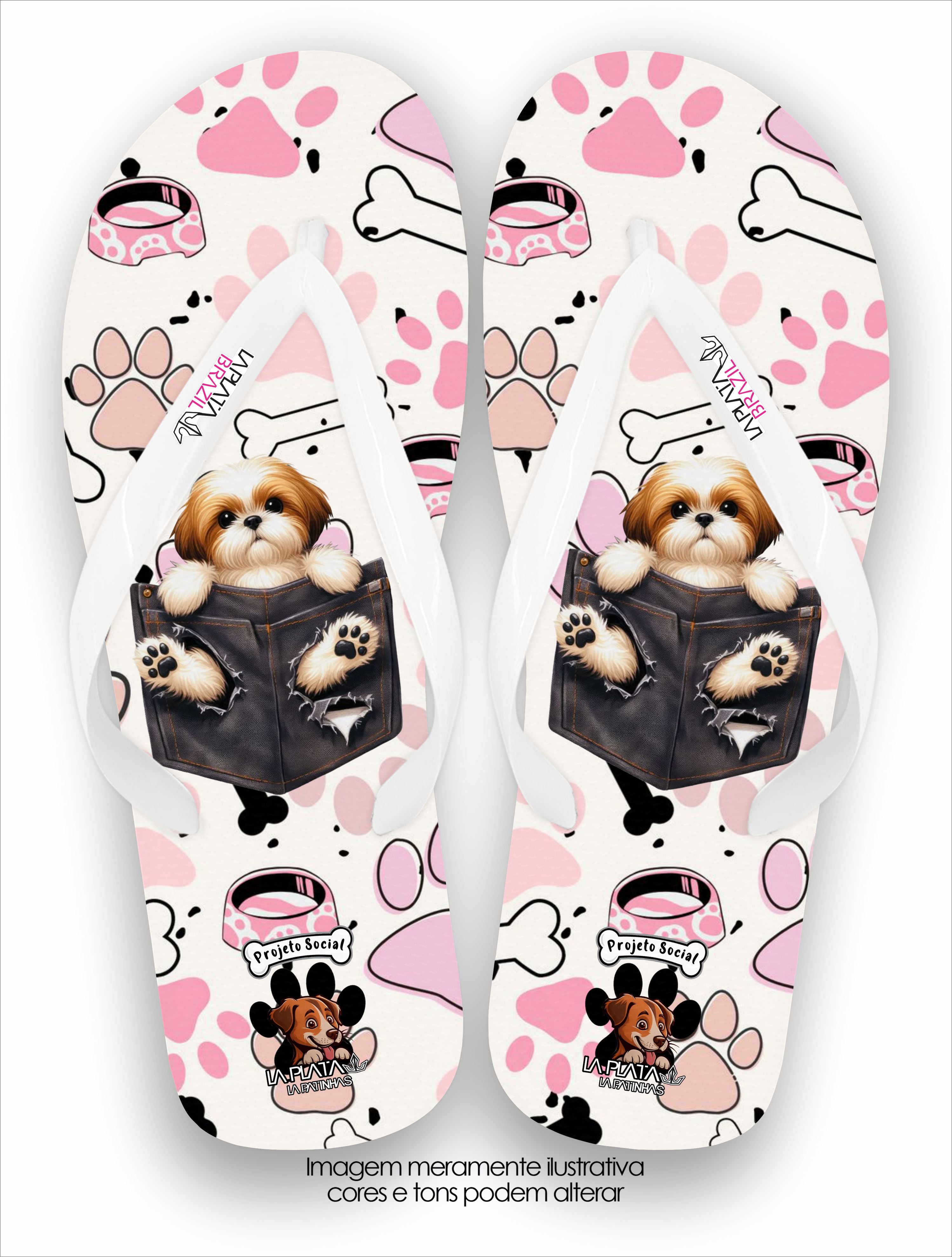 Chinelo Tradicional La Patinhas Feminina Cachorrinho Jeans