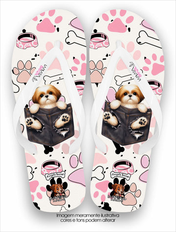 Chinelo Tradicional La Patinhas Feminina Cachorrinho Jeans