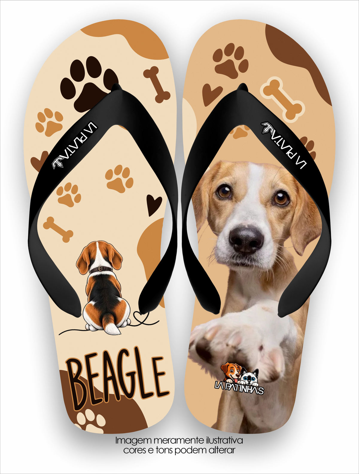 Chinelo Tradicional La Patinhas Dogs Eu Amo Meu Beagle 2