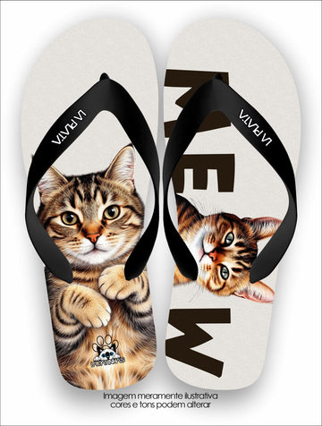Chinelo Tradicional La Patinhas Cats Gato Rajado MEOW