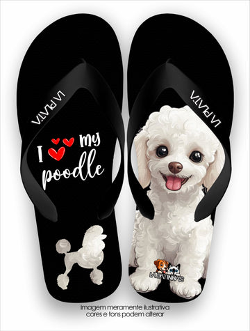 Chinelo Tradicional La Patinhas Dogs I Love My Poodle